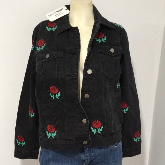 black rose jean jacket